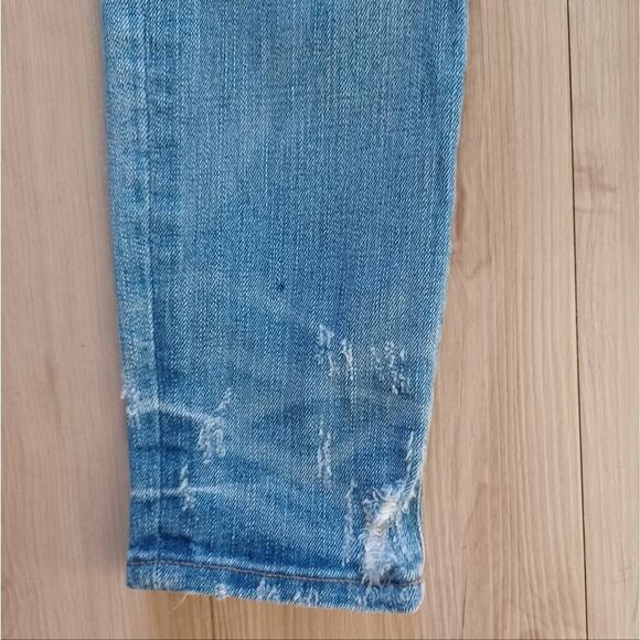 Madewell 9" High-Rise Skinny Jeans Destructed Hem Light Wash Size 25W - Picture 11 of 13